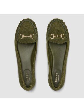 NEW GUCCI Women's GG Suede Kensington Horsebit Loafers EU 39 / US 9 Ballet Flats